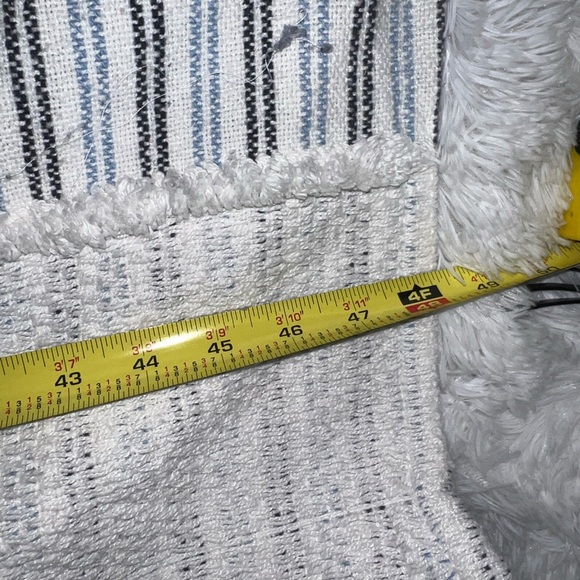 Blue and White Costal Beach Boho Blanket with Tassels 48x56 - Picture 5 of 7